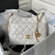AS3693 White Shiny Calfskin with Gold Tone Metal