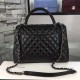 Large Chanel Coco Grained Black Lambskin with Black Handle A92993